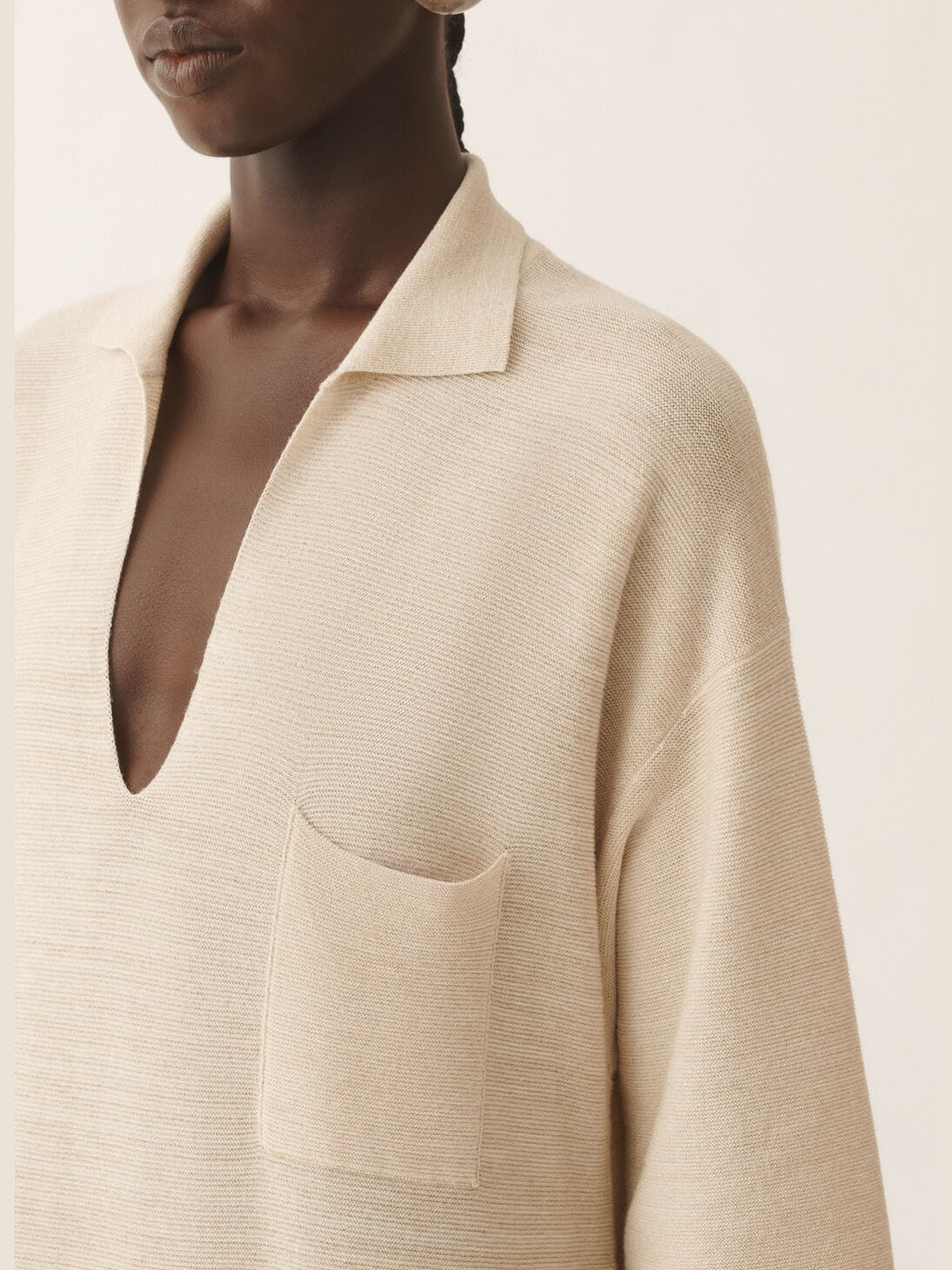 Polo dress in wool, cotton, and lurex