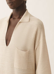 Polo dress in wool, cotton, and lurex
