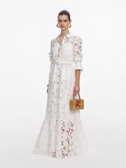 White lace collared maxi dress