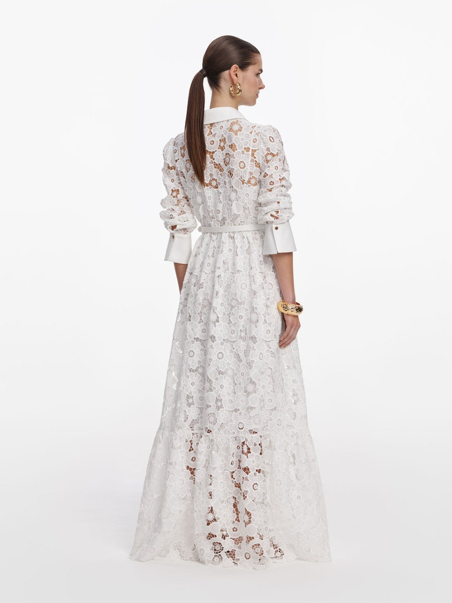 White lace collared maxi dress