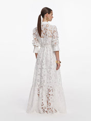 White lace collared maxi dress