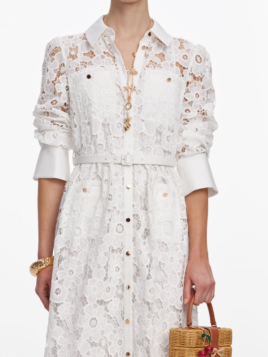 White lace collared maxi dress