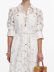 White lace collared maxi dress