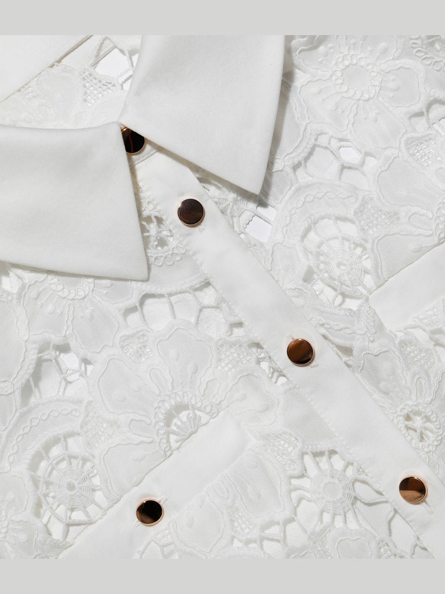 White lace collared maxi dress
