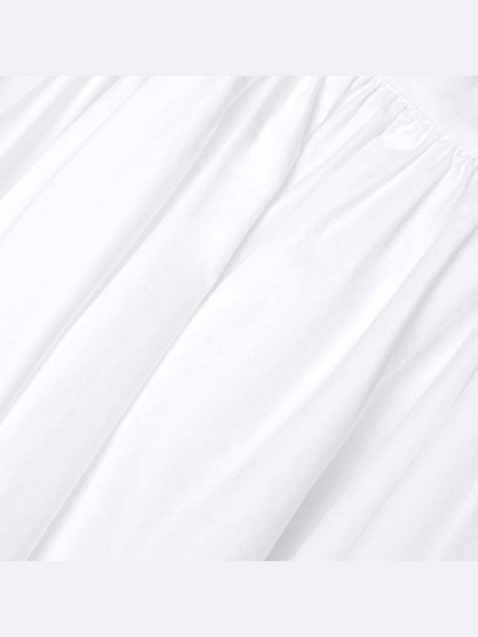 White cotton poplin midi skirt