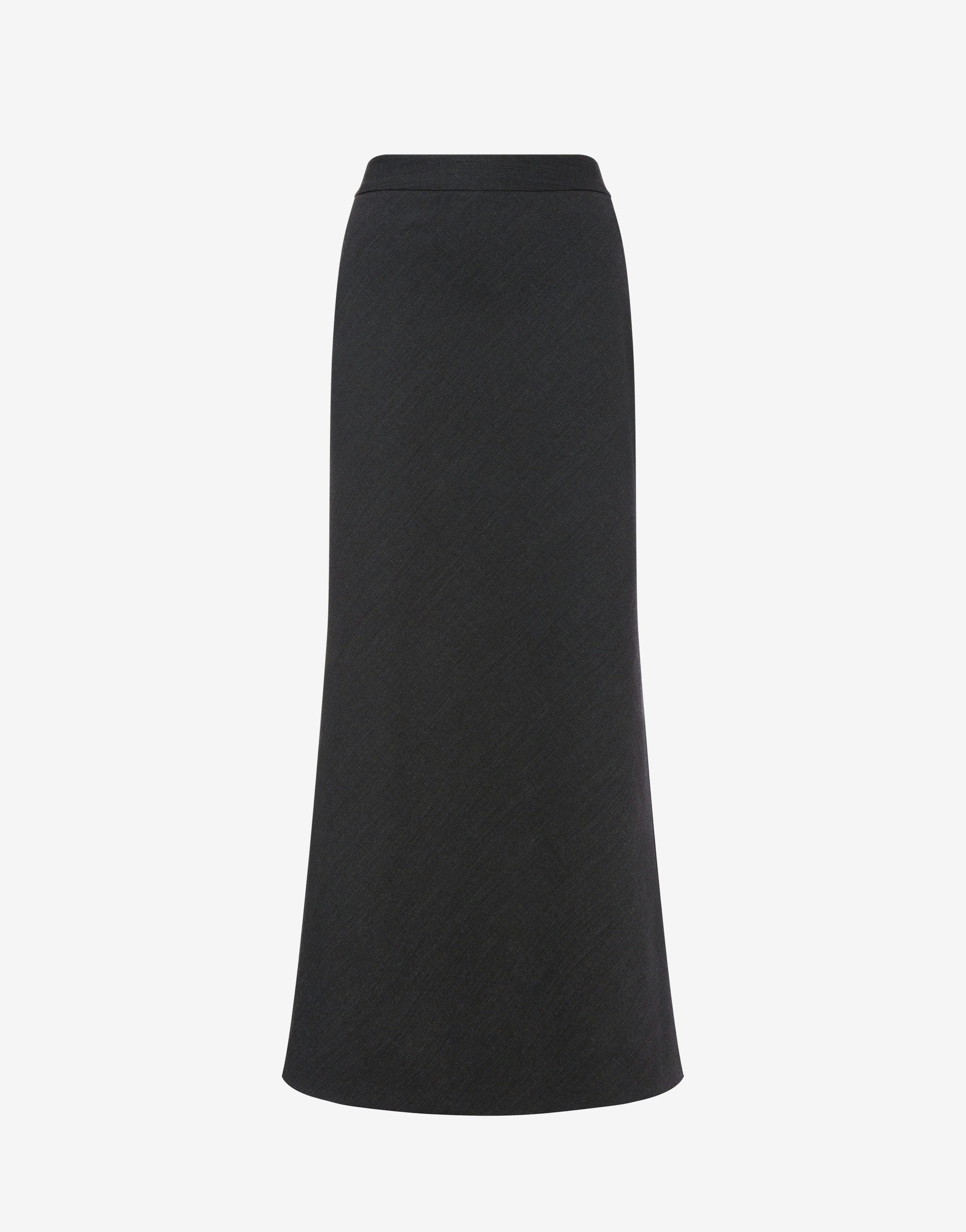 Stretch wool twill long skirt