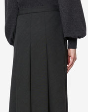 Stretch wool twill long skirt