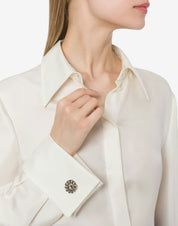 Silk twill shirt with jewel buttons