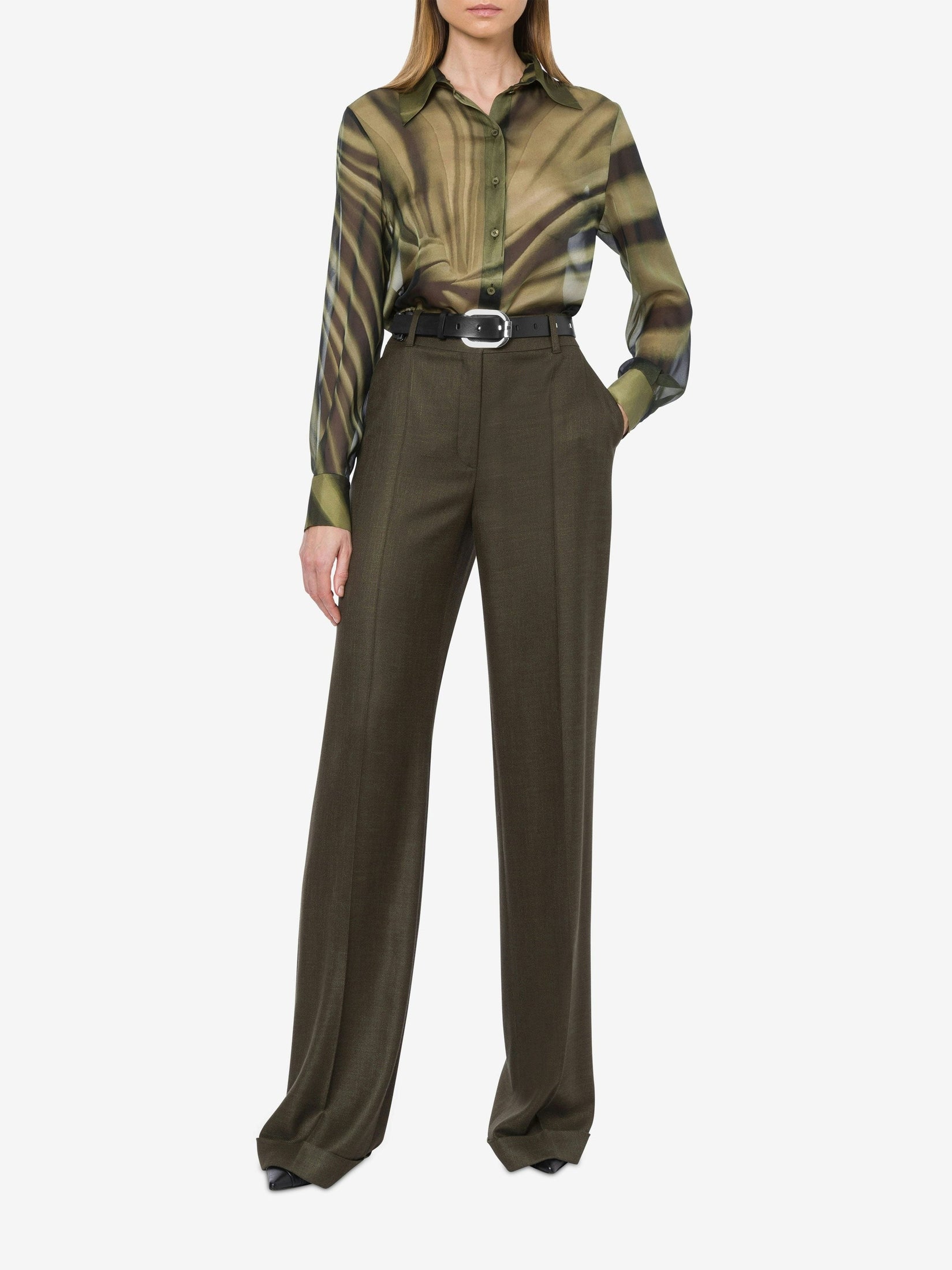 Chiffon shirt with drappeggio print