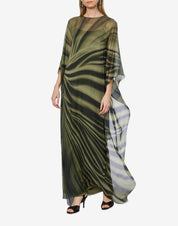 Long chiffon dress with drapery print.