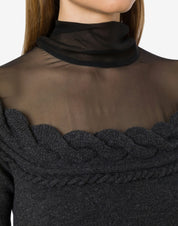 Wool, cashmere and chiffon sweater