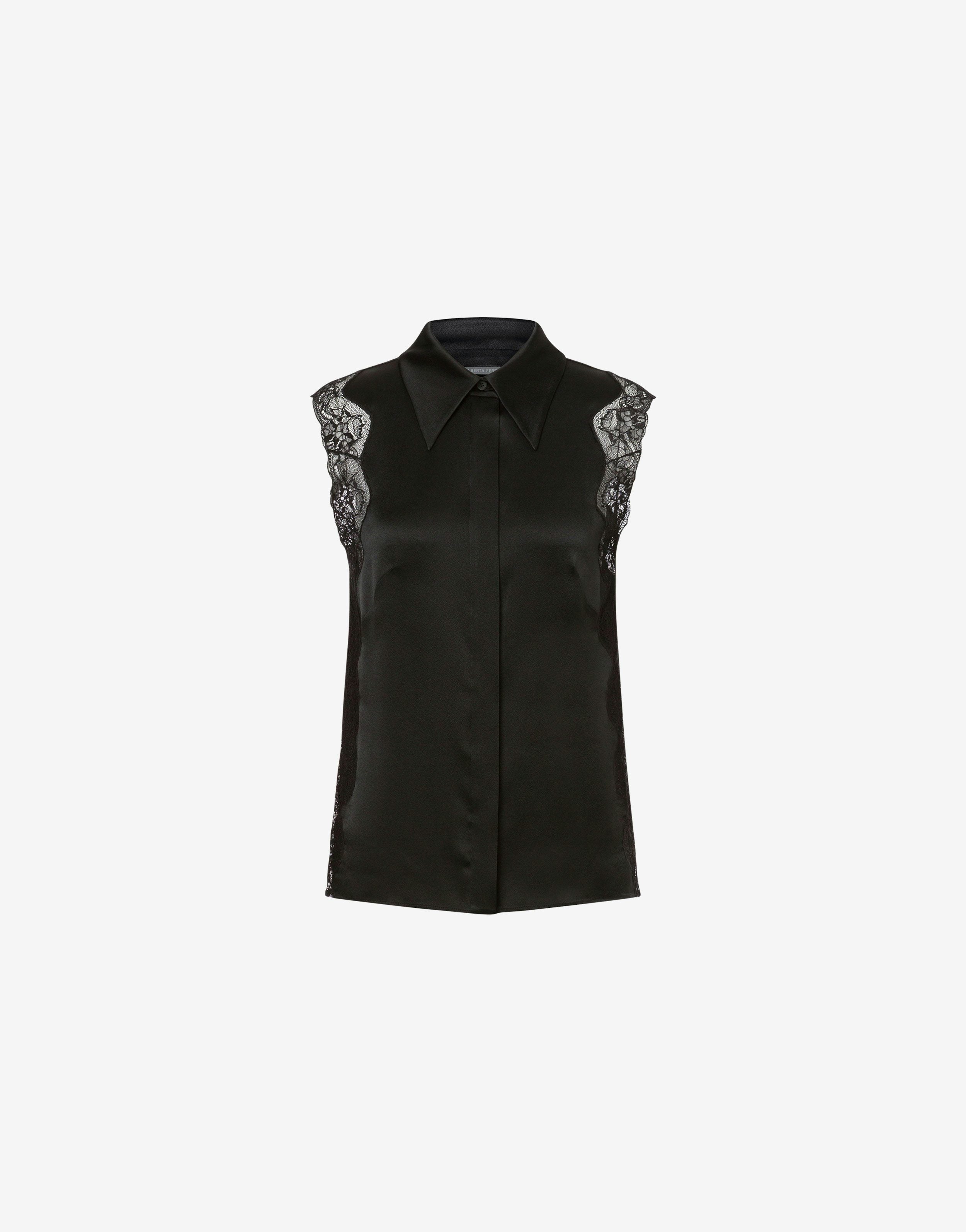 Satin shirt top with lace