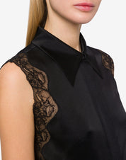 Satin shirt top with lace