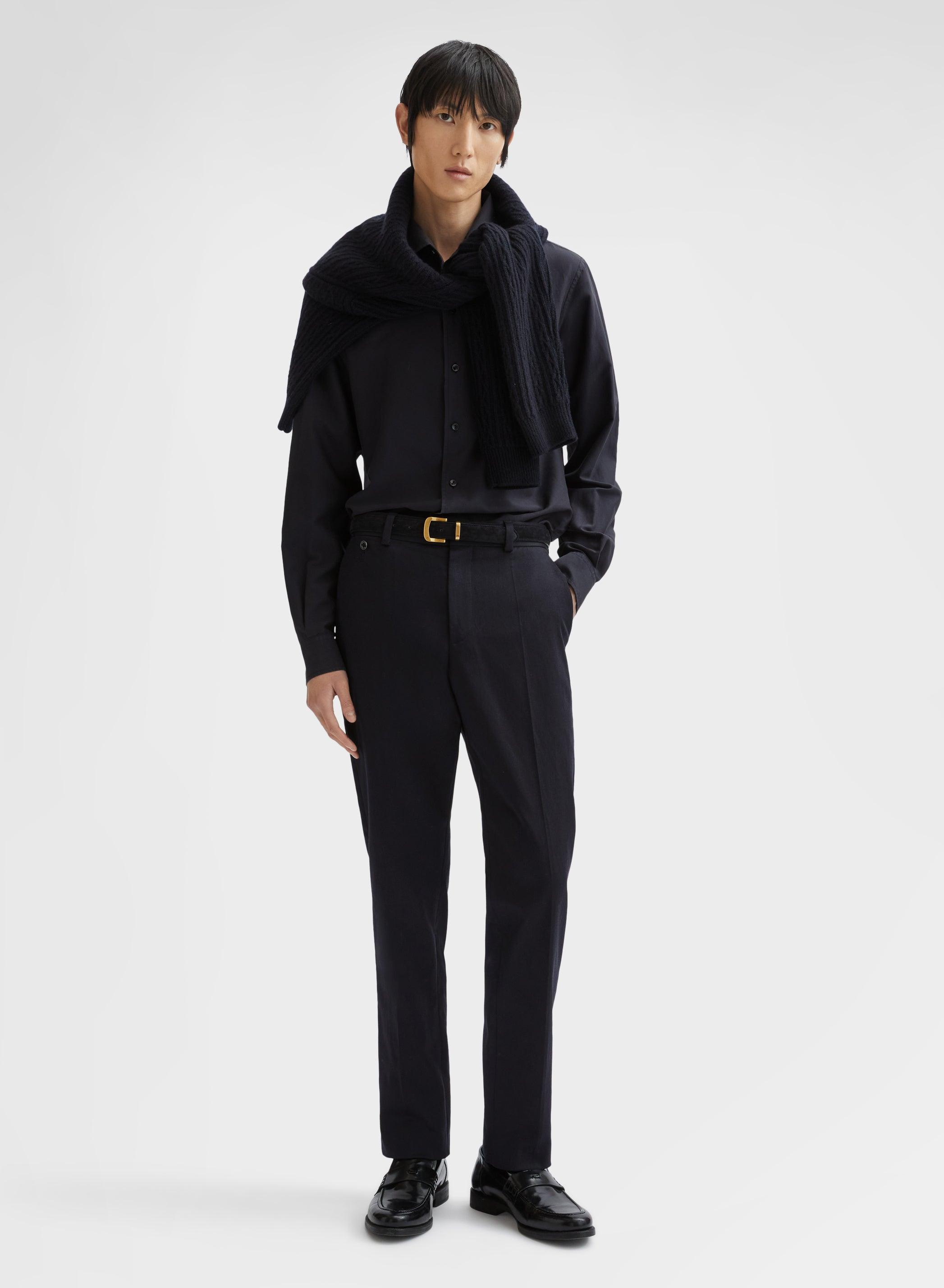 WOOL COTTON TWILL SLIM CHINOS