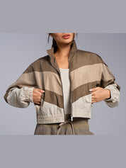 Color block blouson seasonal beige