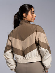 Color block blouson seasonal beige