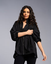 GATHERED PARKA EASONAL BLACK