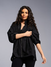 Gathered parka easonal black