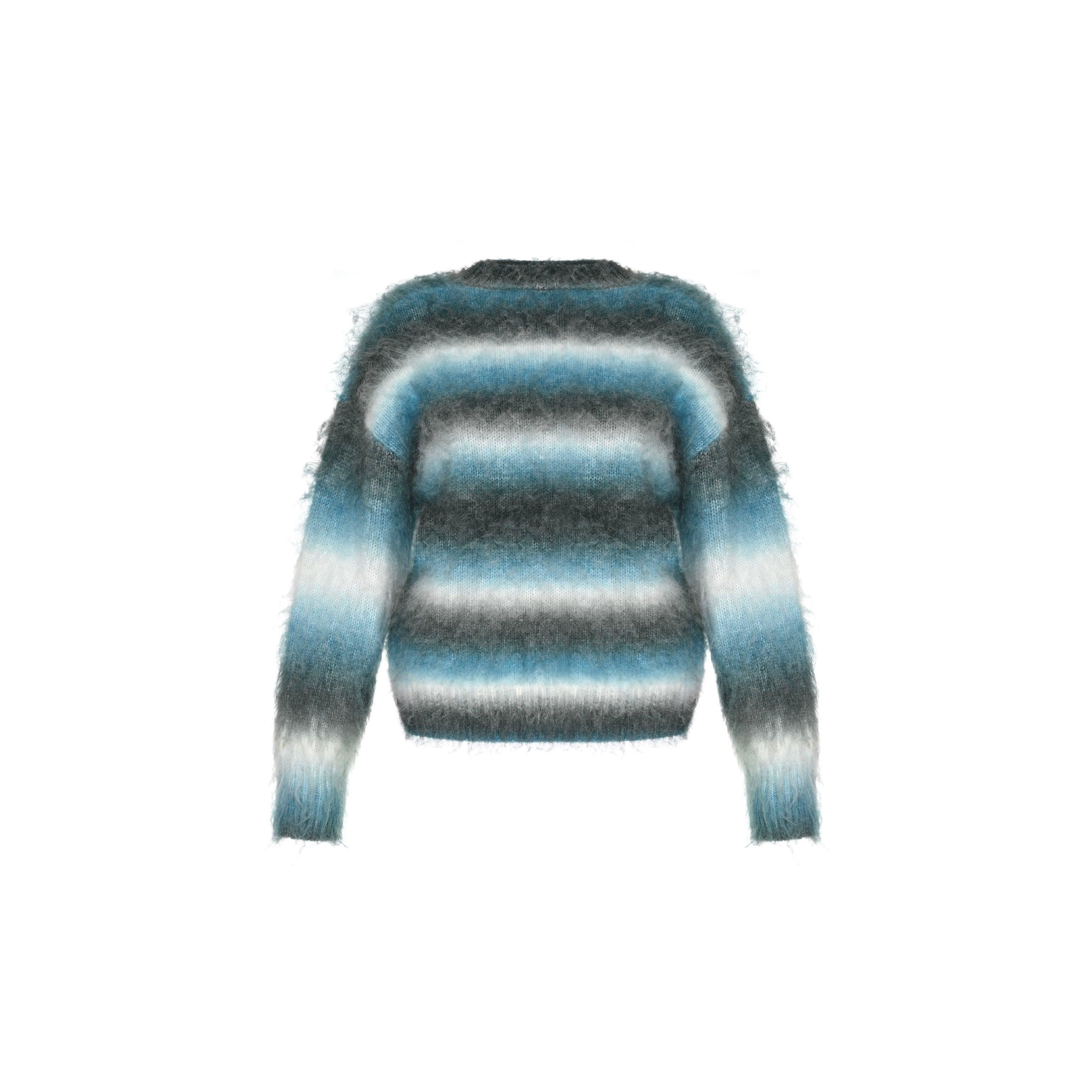 Stripe Brushed Sweater – Blue