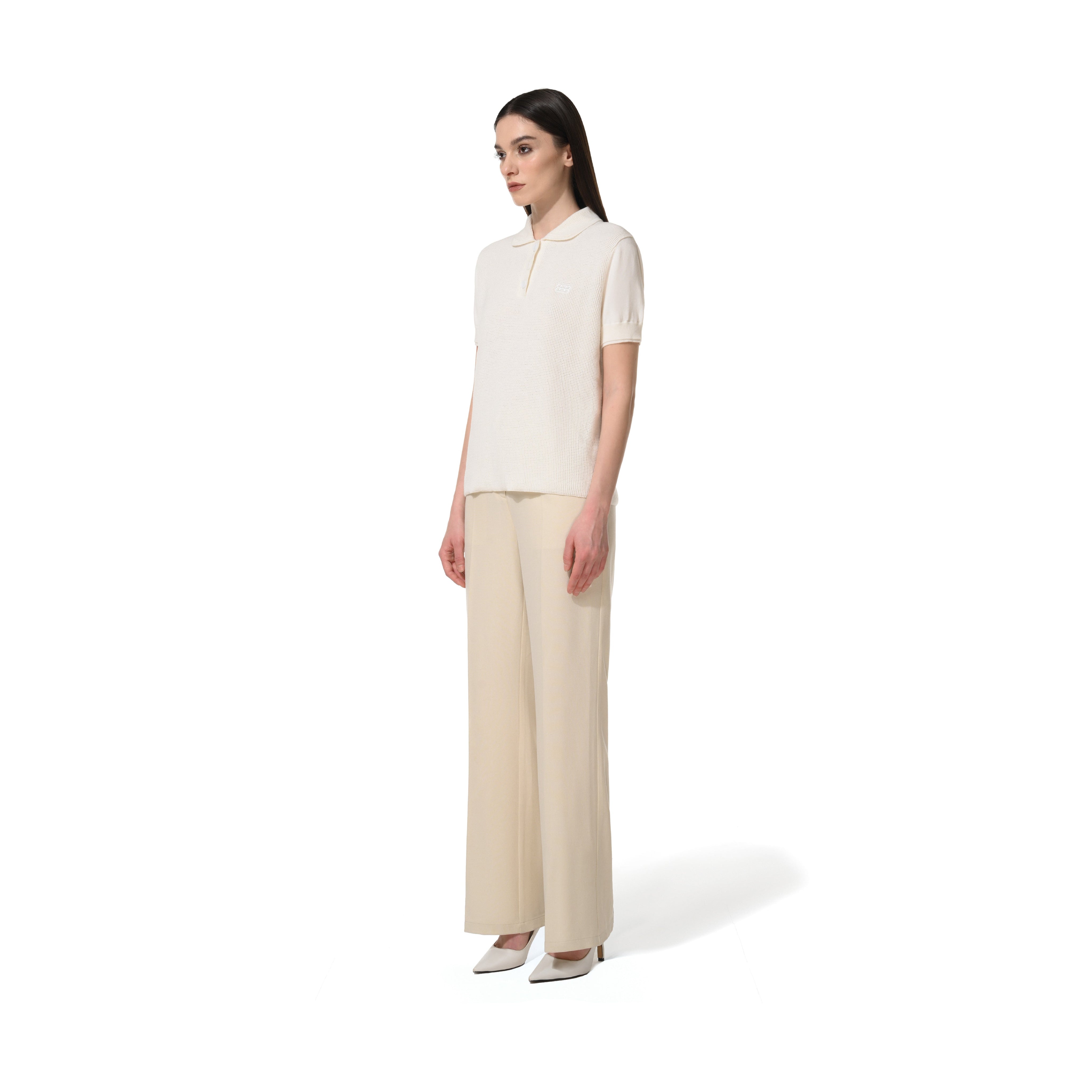 1886 KNITTED WHITE NETTED POLO