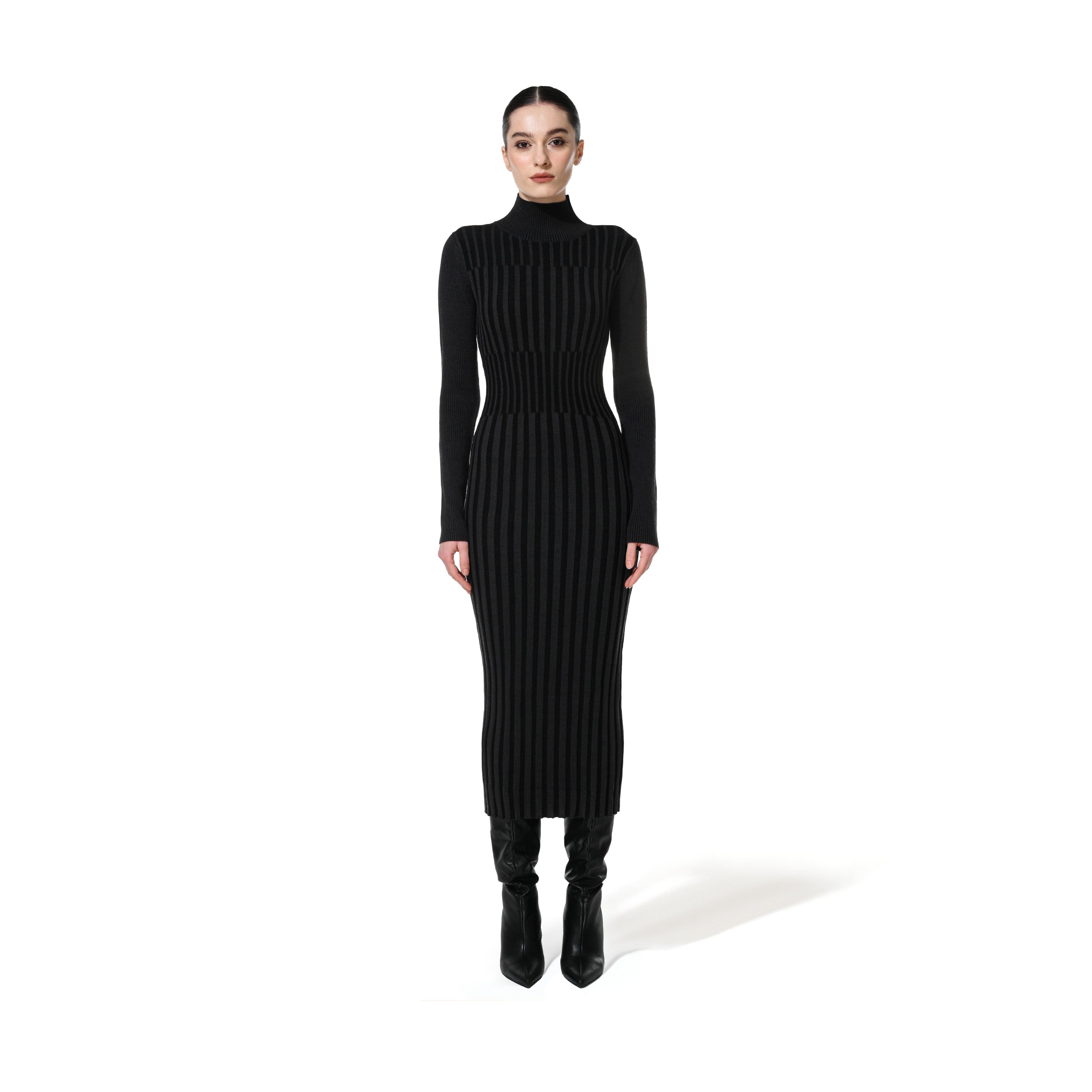 HIGH NECK KNITTED DRESS