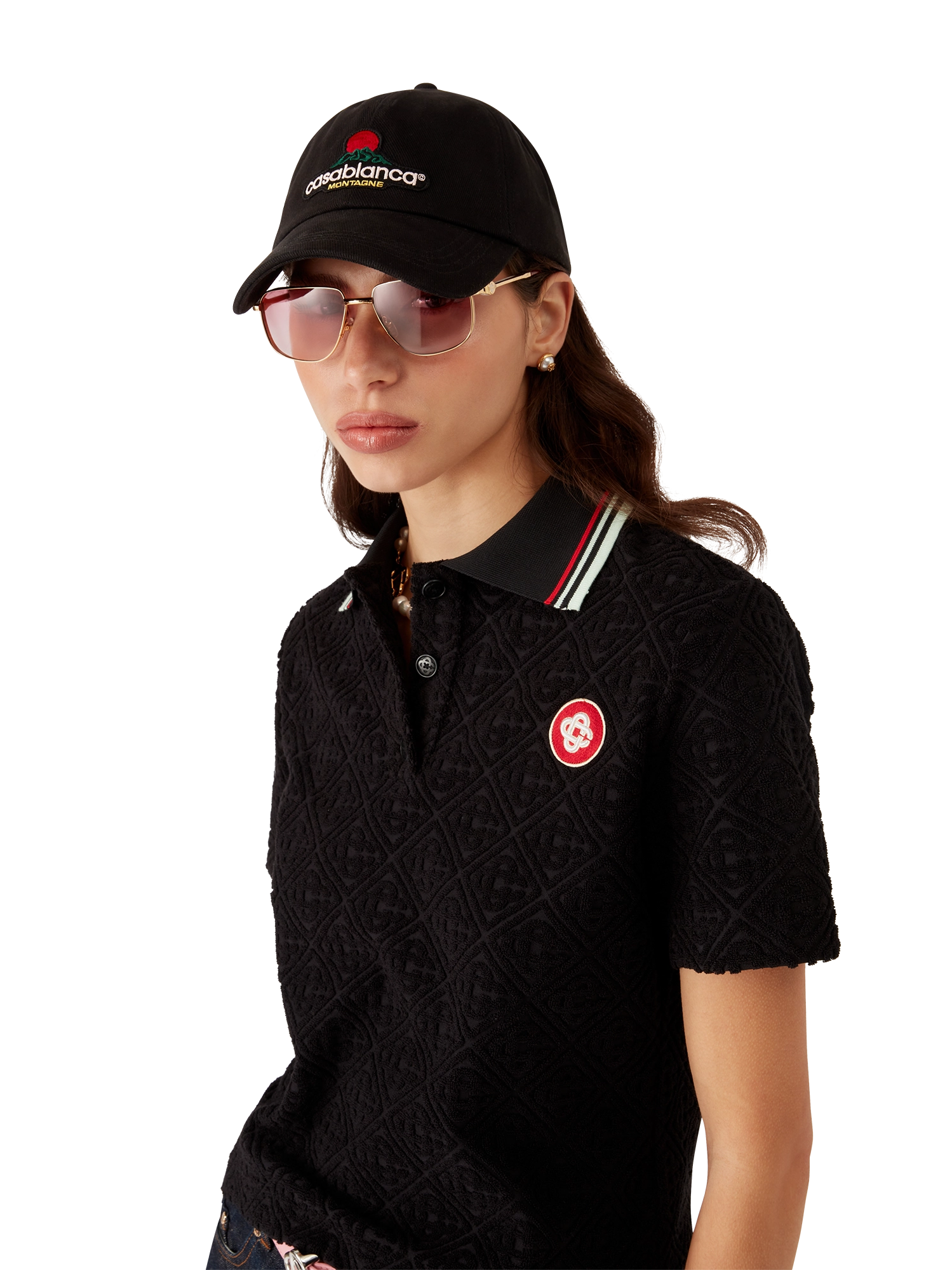 Casablanca montagne embroidered patch cap
