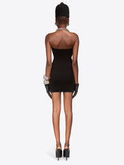 Crystal gemstone cluster halter mini dress