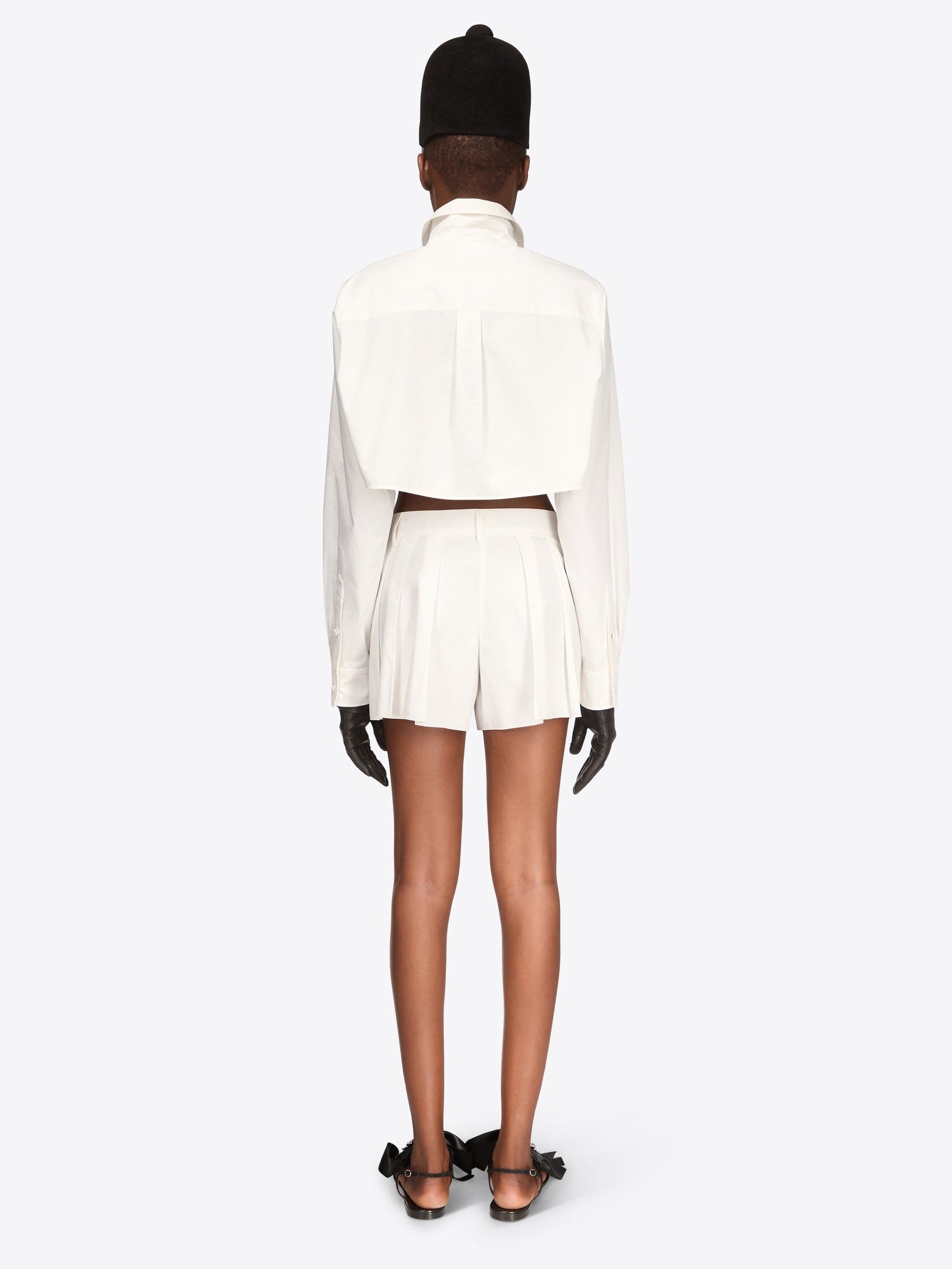 Crystal rosette poplin cropped shirt