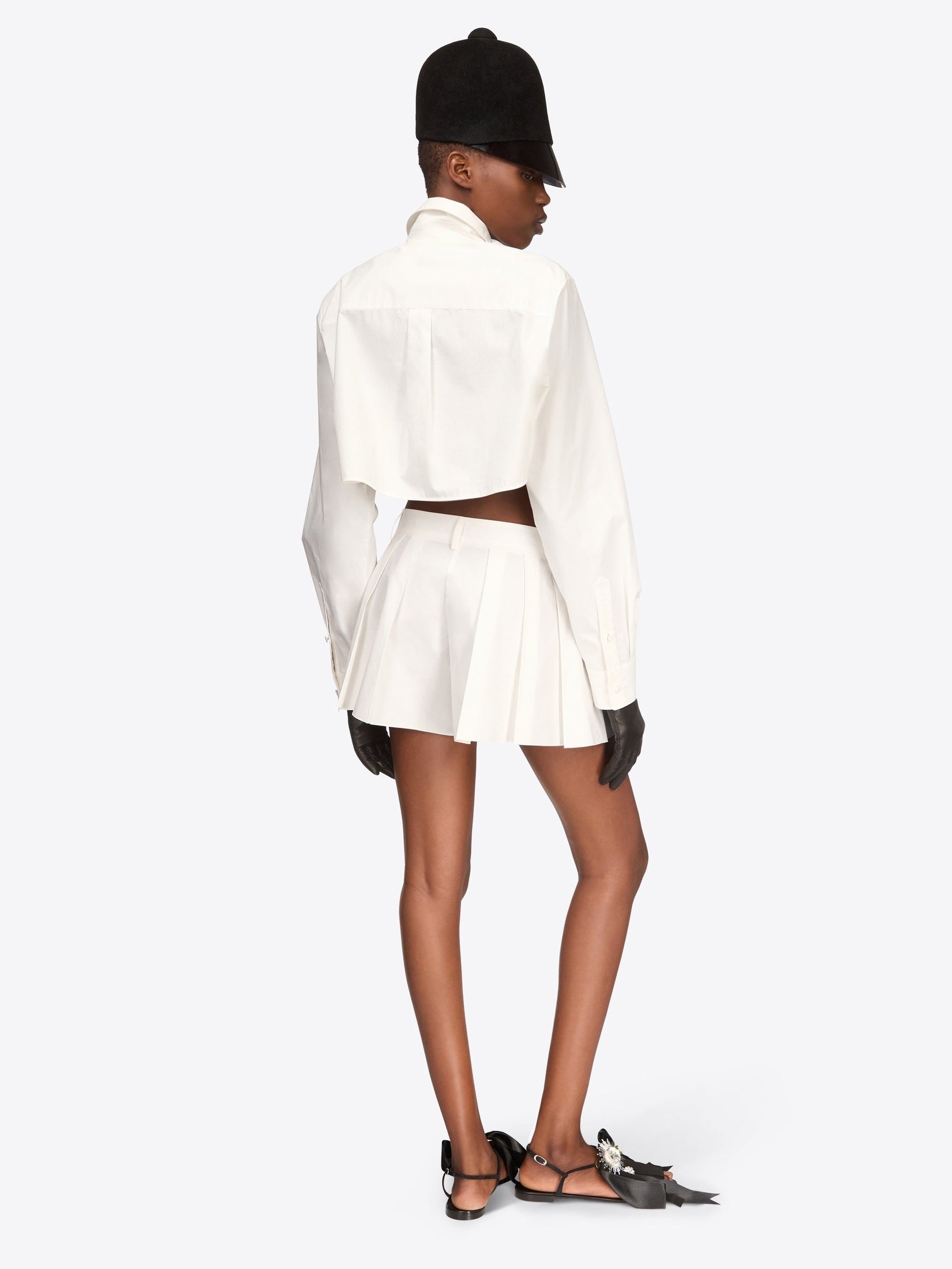 Crystal rosette poplin cropped shirt