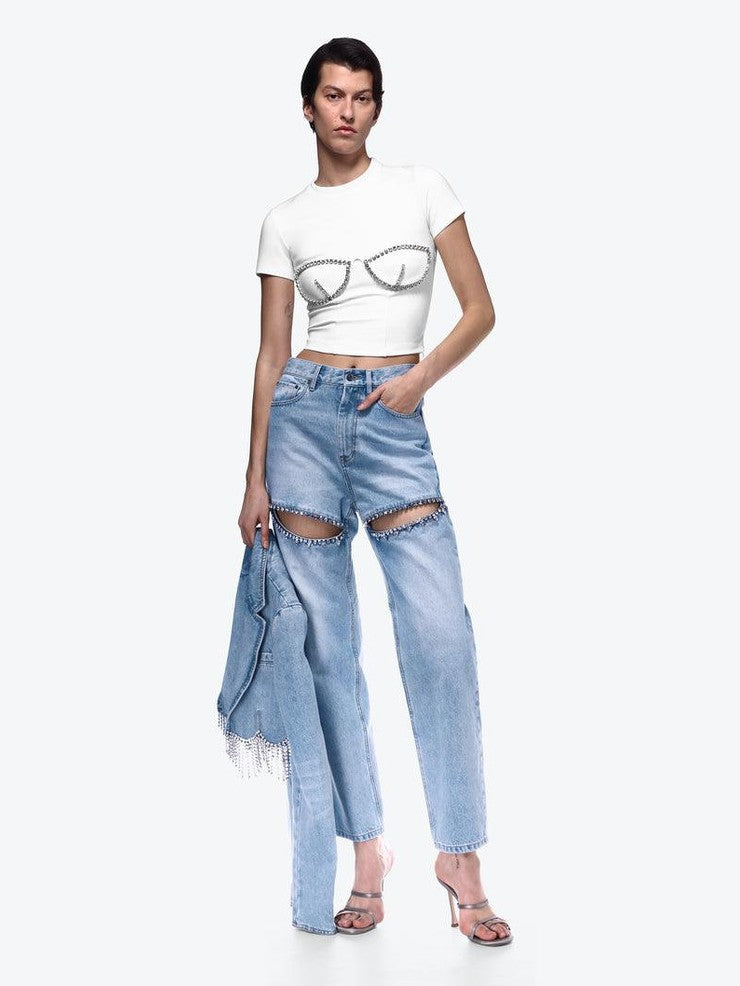 Crystal bustier cup t-shirt