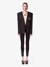 Crystal brooch collarless blazer