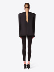 Crystal brooch collarless blazer