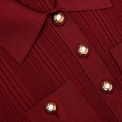 BURGUNDY RIBBED KNIT MIDI DRESS