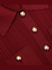 Burgundy ribbed knit midi dress