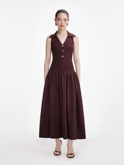 Brown ribbed knit maxi dress