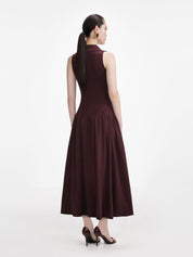 Brown ribbed knit maxi dress