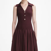 BROWN RIBBED KNIT MAXI DRESS