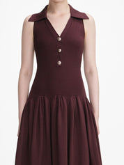 Brown ribbed knit maxi dress