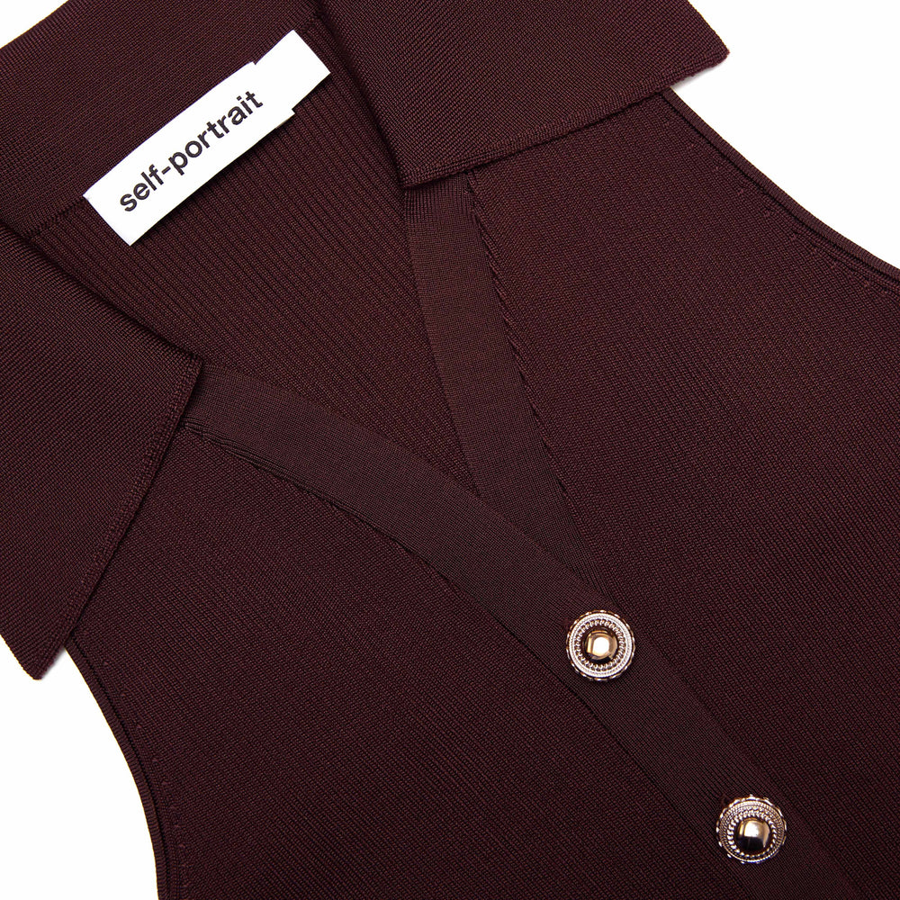 BROWN RIBBED KNIT MAXI DRESS