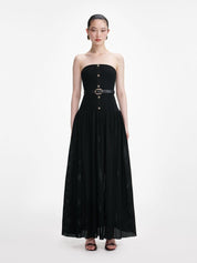 Black bandeau knit maxi dress