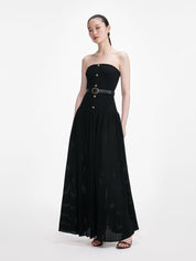 Black bandeau knit maxi dress