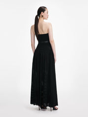 Black bandeau knit maxi dress