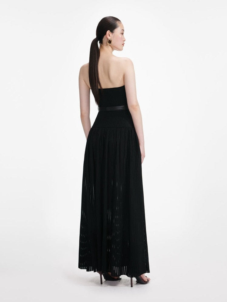 Black bandeau knit maxi dress