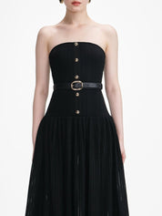Black bandeau knit maxi dress