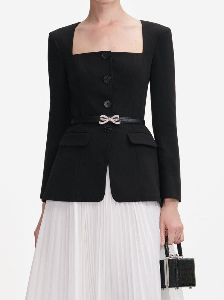 Black long sleeve contrast chiffon midi dress