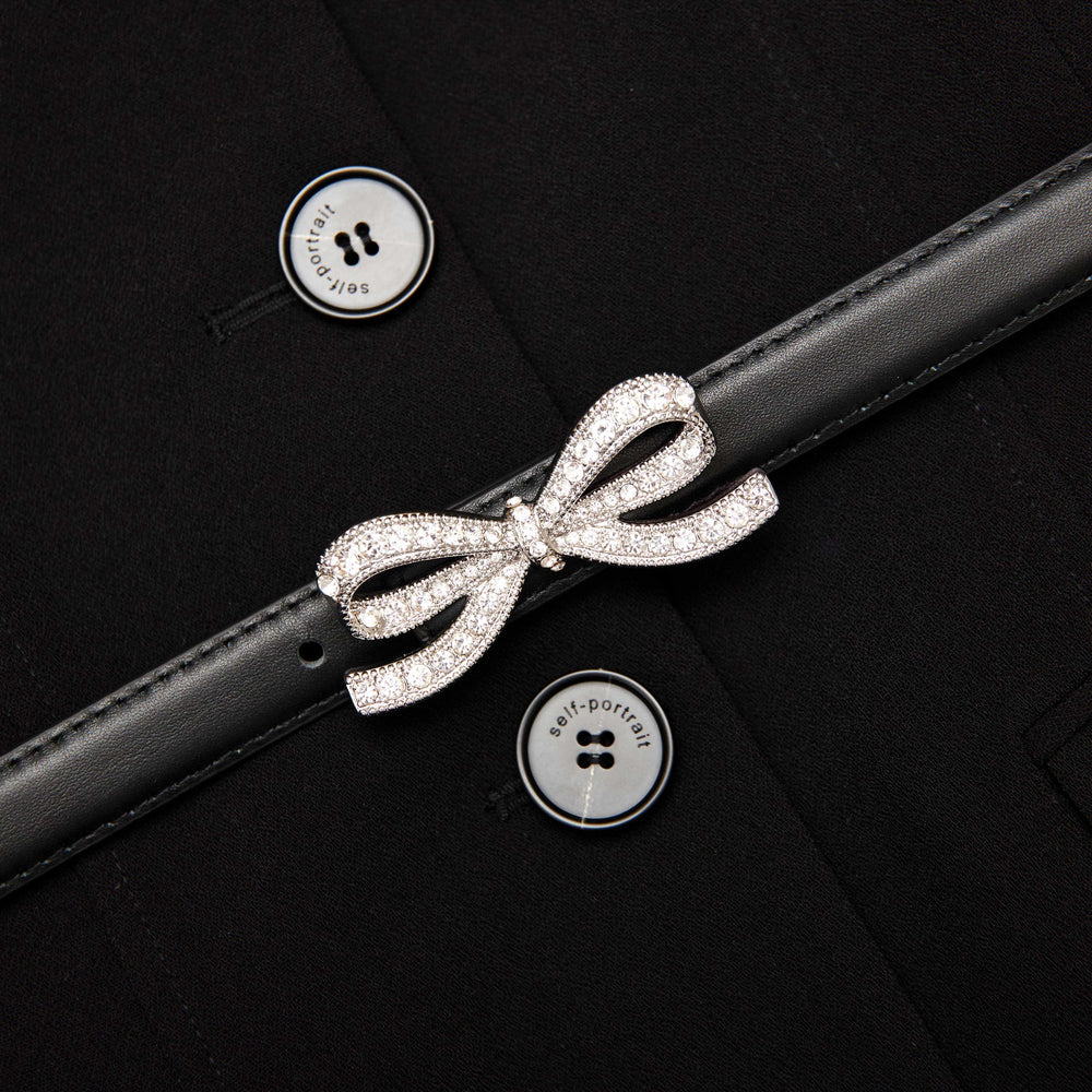 BLACK LONG SLEEVE CONTRAST CHIFFON MIDI DRESS