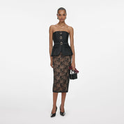 BLACK TAFFETA BANDEAU TOP