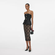 BLACK TAFFETA BANDEAU TOP