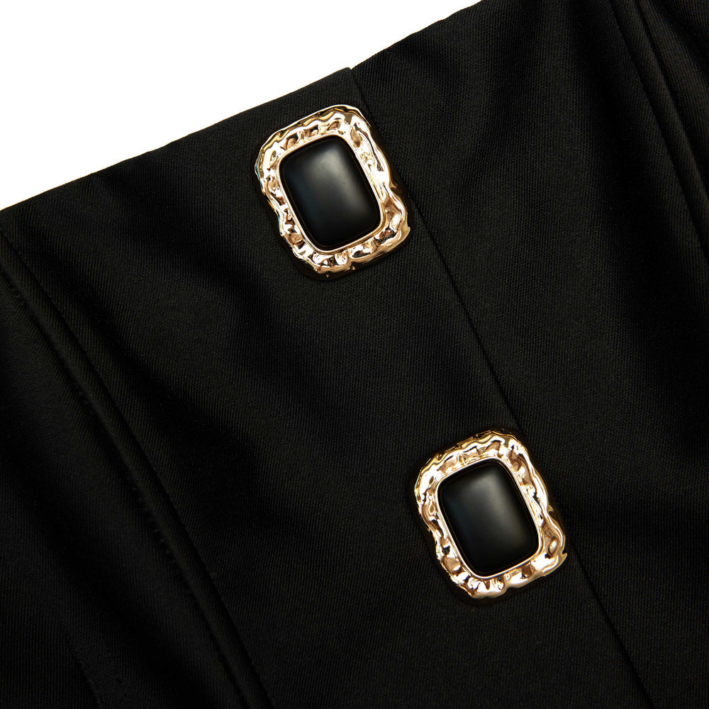 BLACK TAFFETA BANDEAU TOP