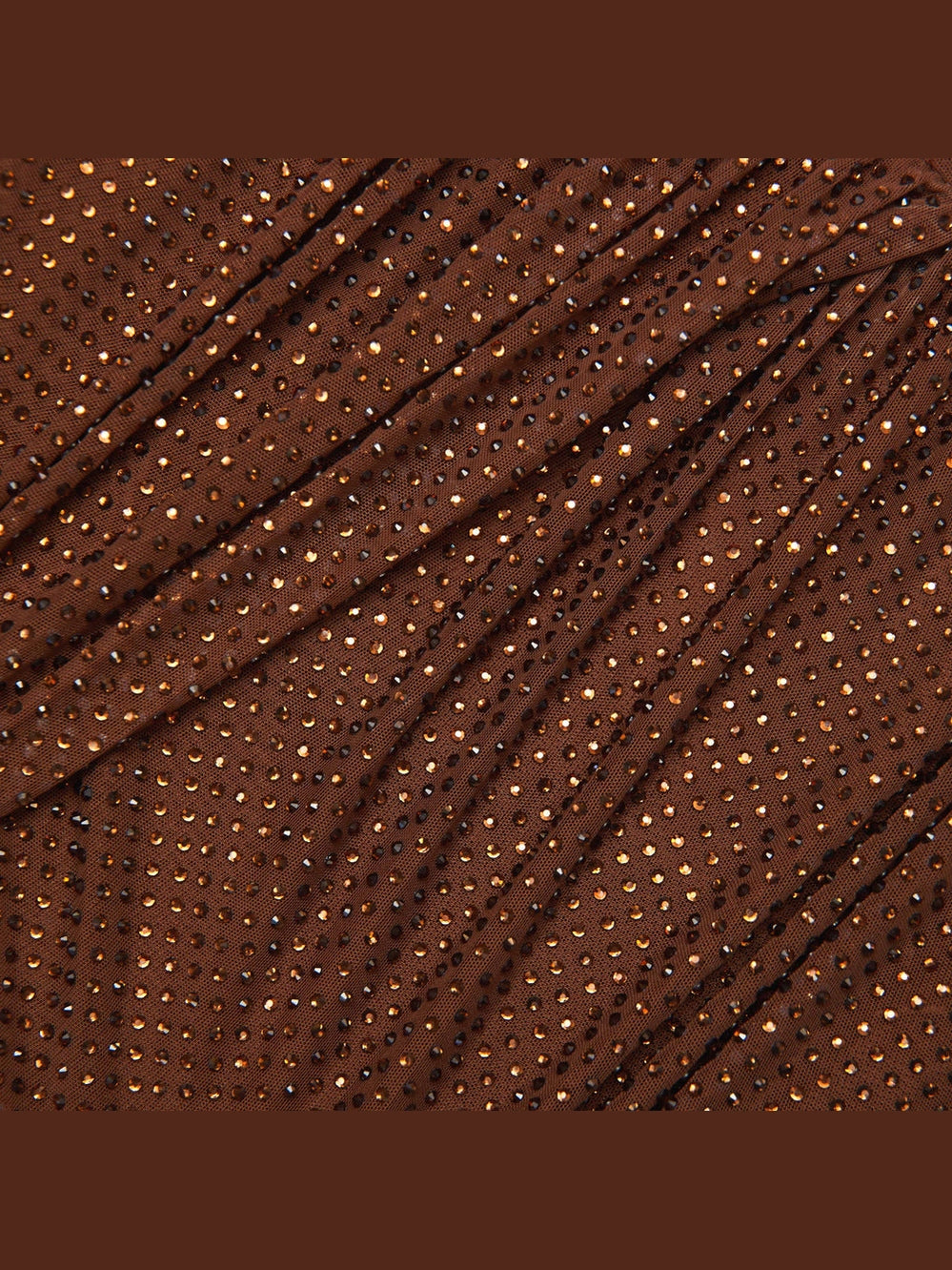 Brown rhinestone mesh cut out top